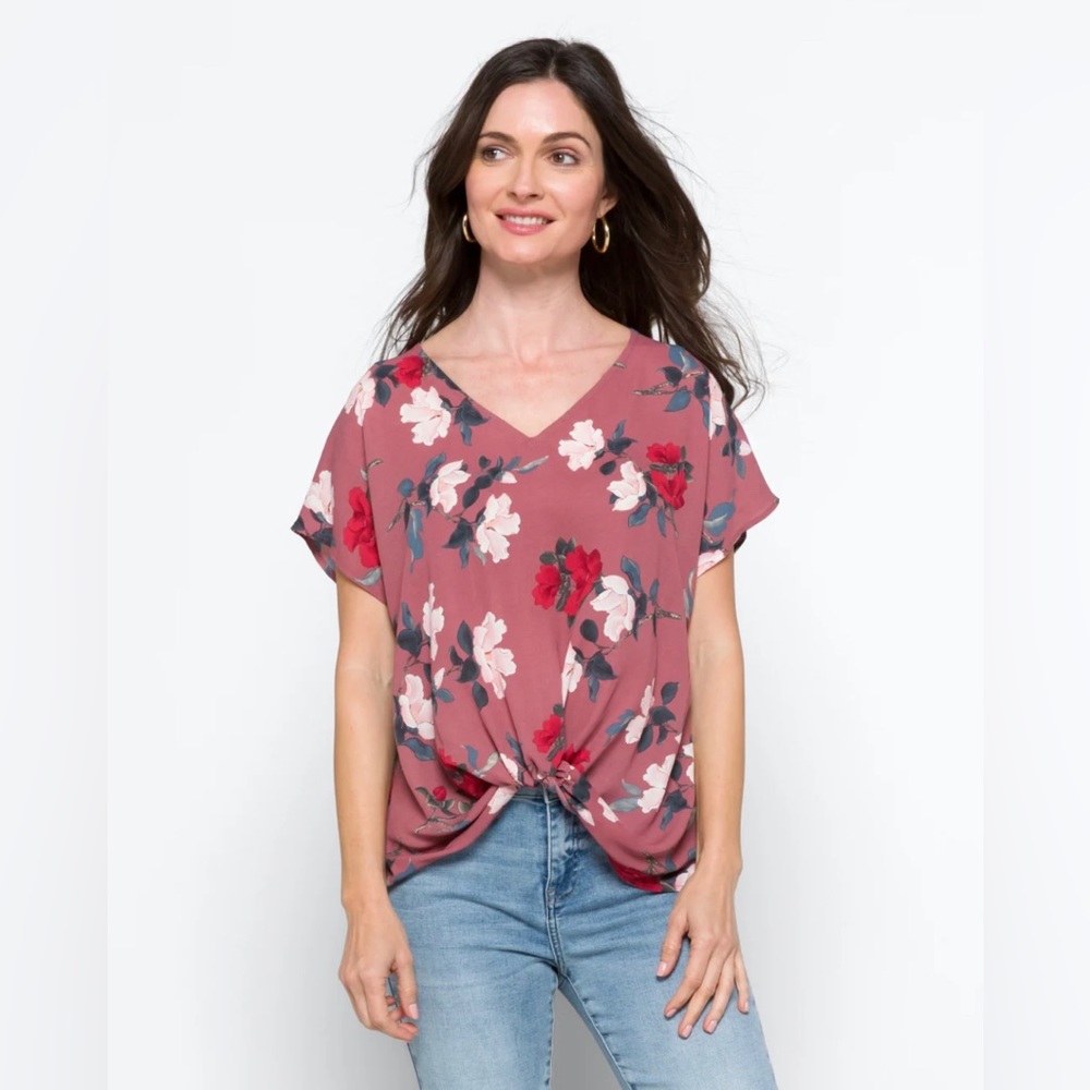 Allura Knot V Neck Blouse